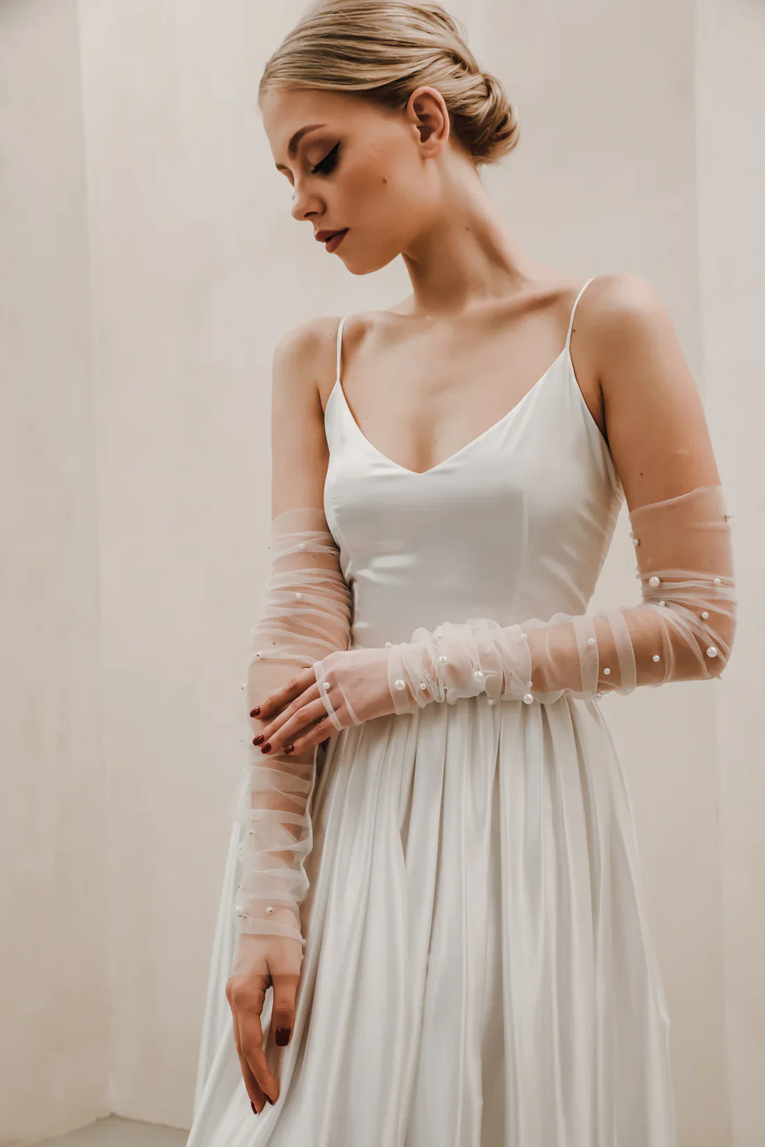 Ruched Pearl Gloves - Studio 3 Twenty One LLC