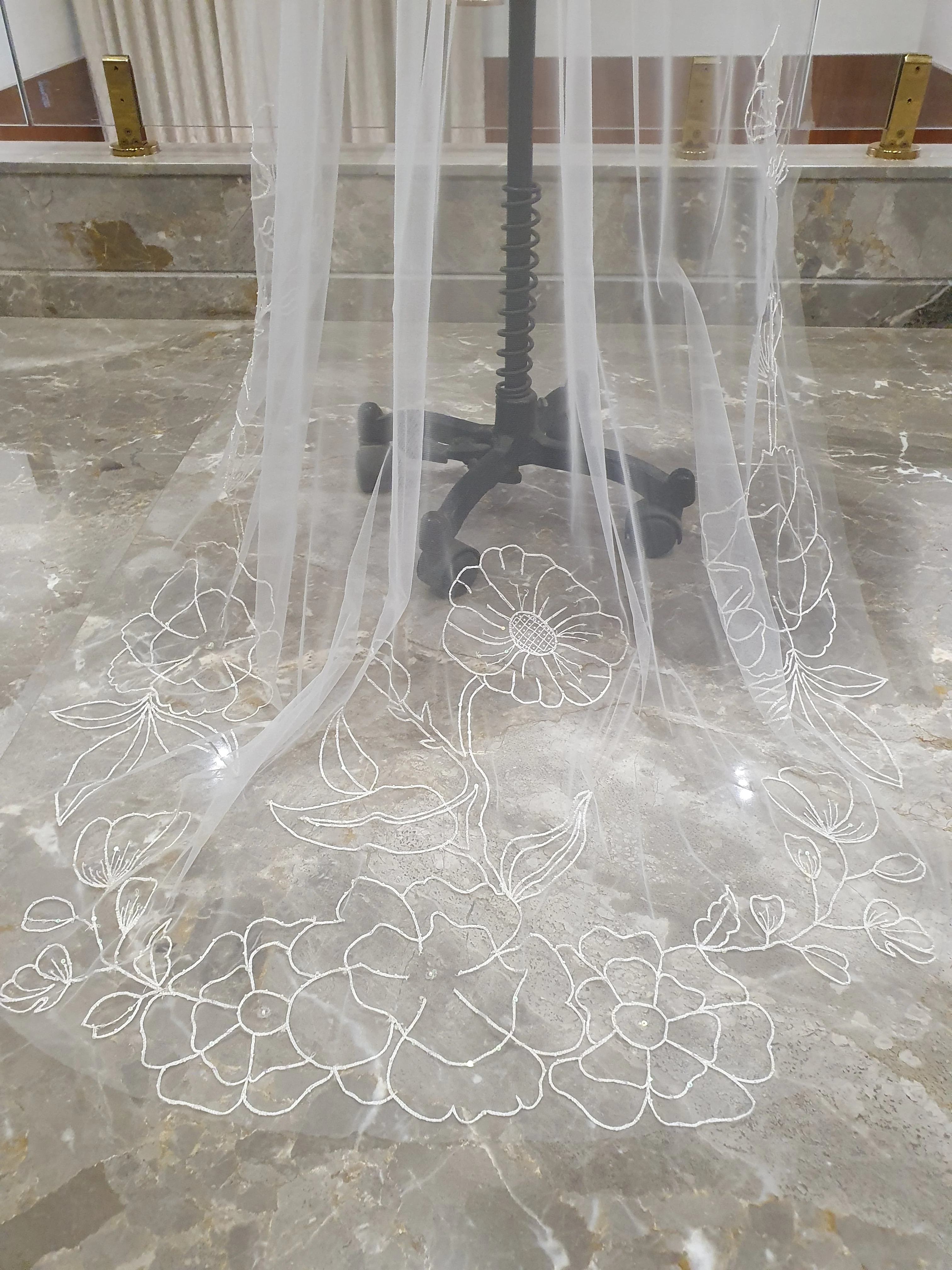 Wildflower Whisper - Delicate Floral Embroidered Wedding Veil | Handcrafted Bridal Veil - Studio 3 Twenty One LLC