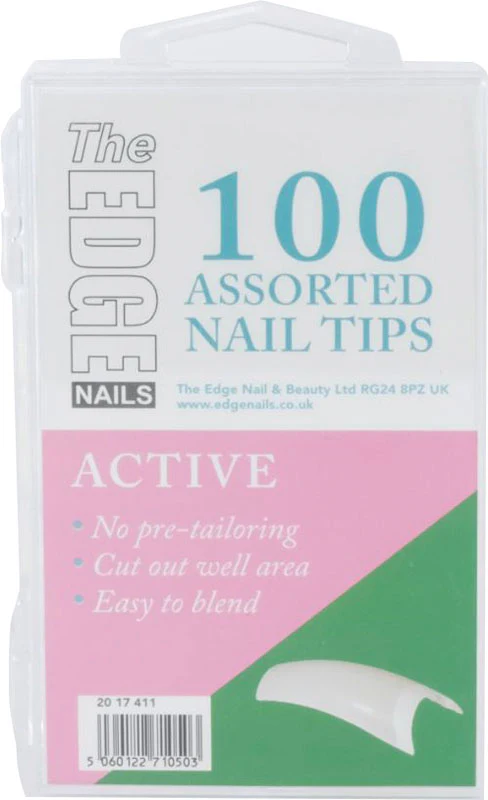 The Edge Active Nail Tips, Sizes 1- 10 - Pack of 100 - Studio 3 Twenty One LLC