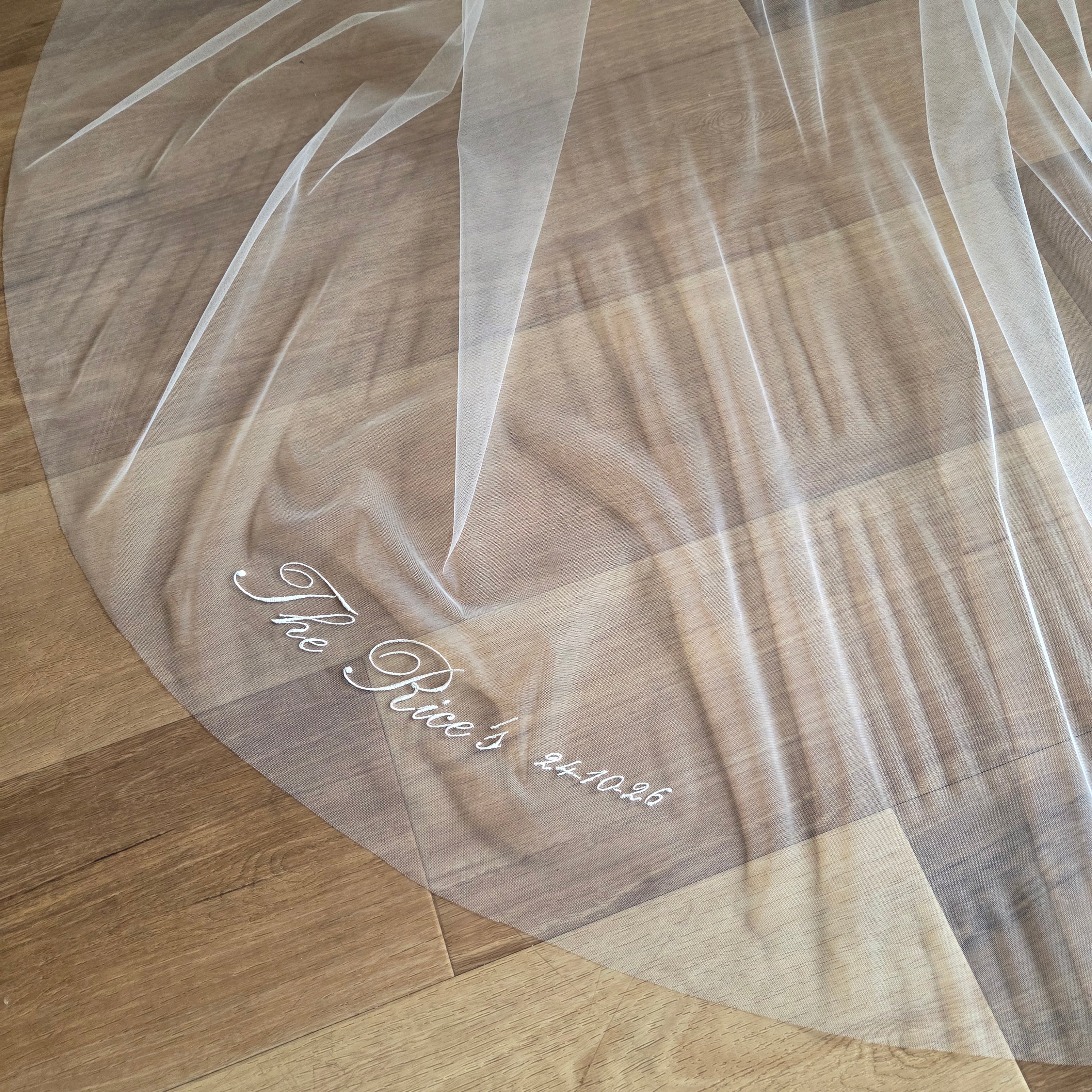 Personalised wedding veil, Custom Embroidery (initials, names, date, quotes) ADD ON - Studio 3 Twenty One LLC