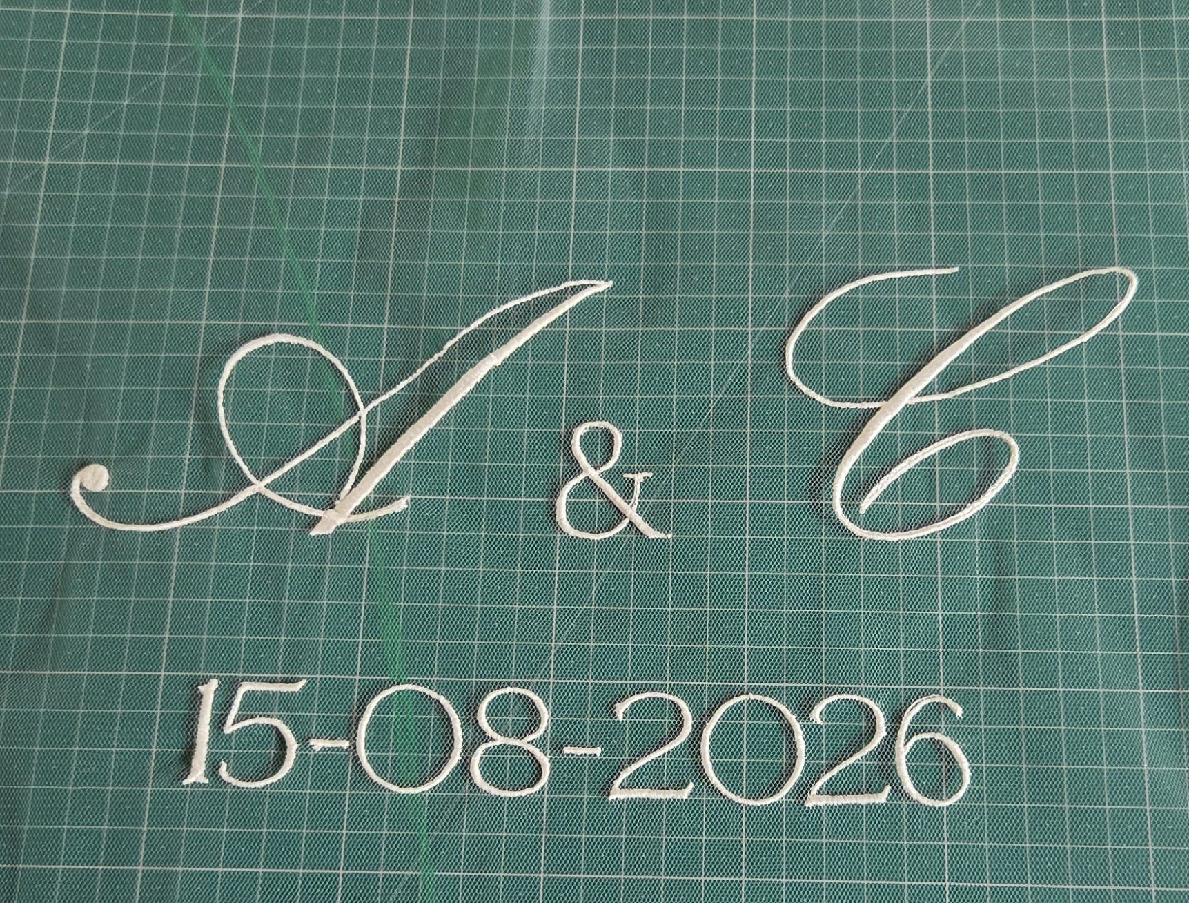 Personalised wedding veil, Custom Embroidery (initials, names, date, quotes) ADD ON - Studio 3 Twenty One LLC