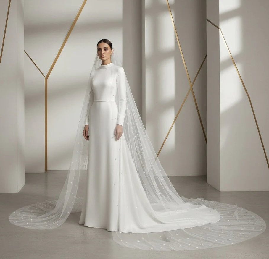 Aurora Bloom – Handcrafted Pearl & Floral Cathedral Veil | Luxury Bridal Veil - Studio 3 Twenty One LLC