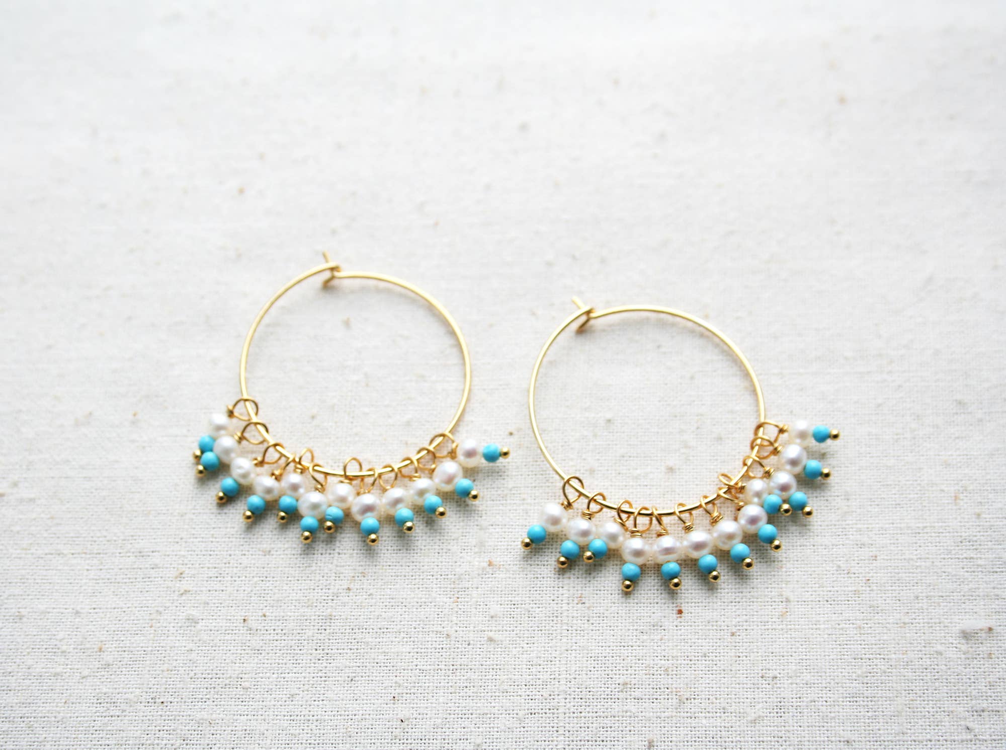Bohemian Turquoise + Pearl Hoops - Studio 3 Twenty One LLC