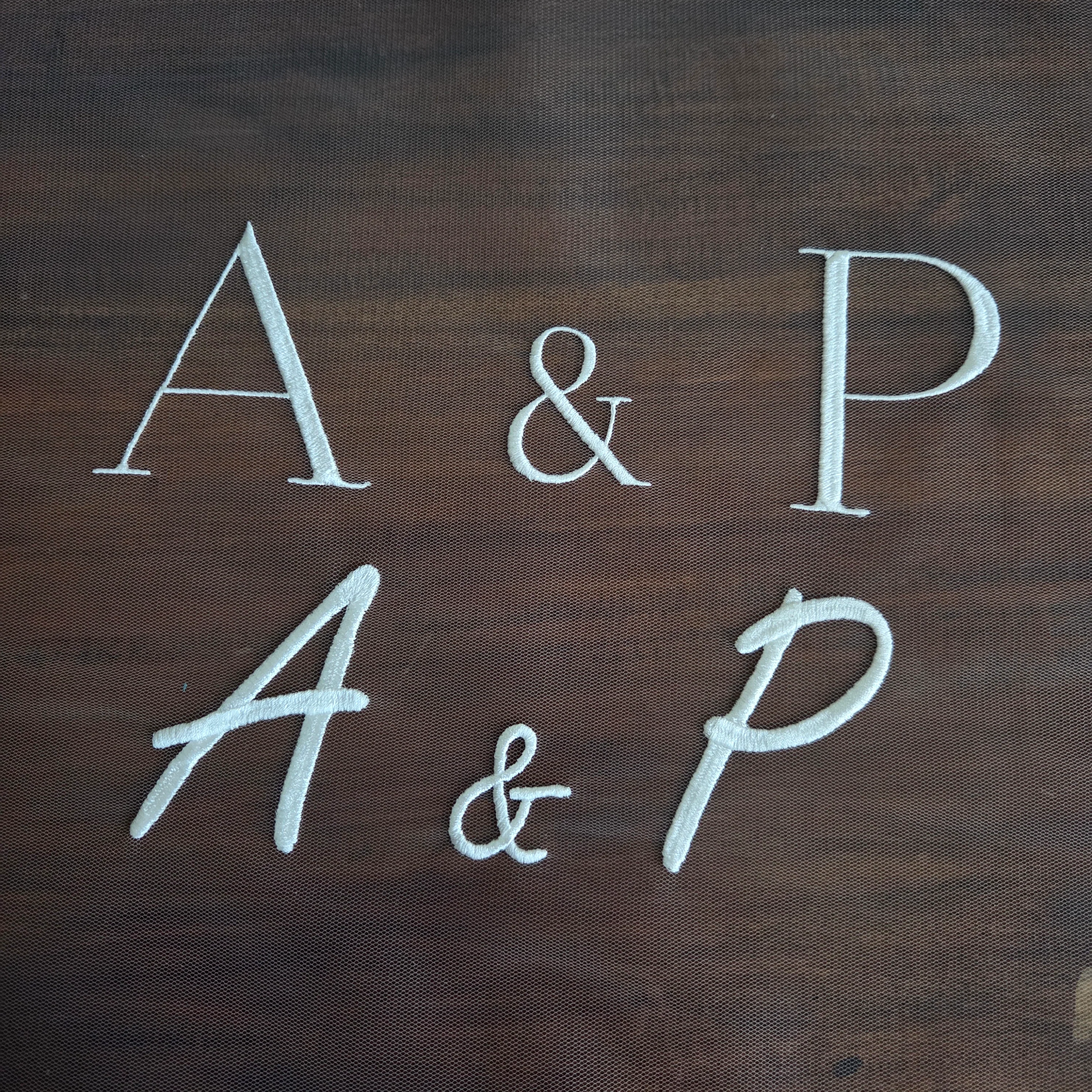 Personalised wedding veil, Custom Embroidery (initials, names, date, quotes) ADD ON - Studio 3 Twenty One LLC