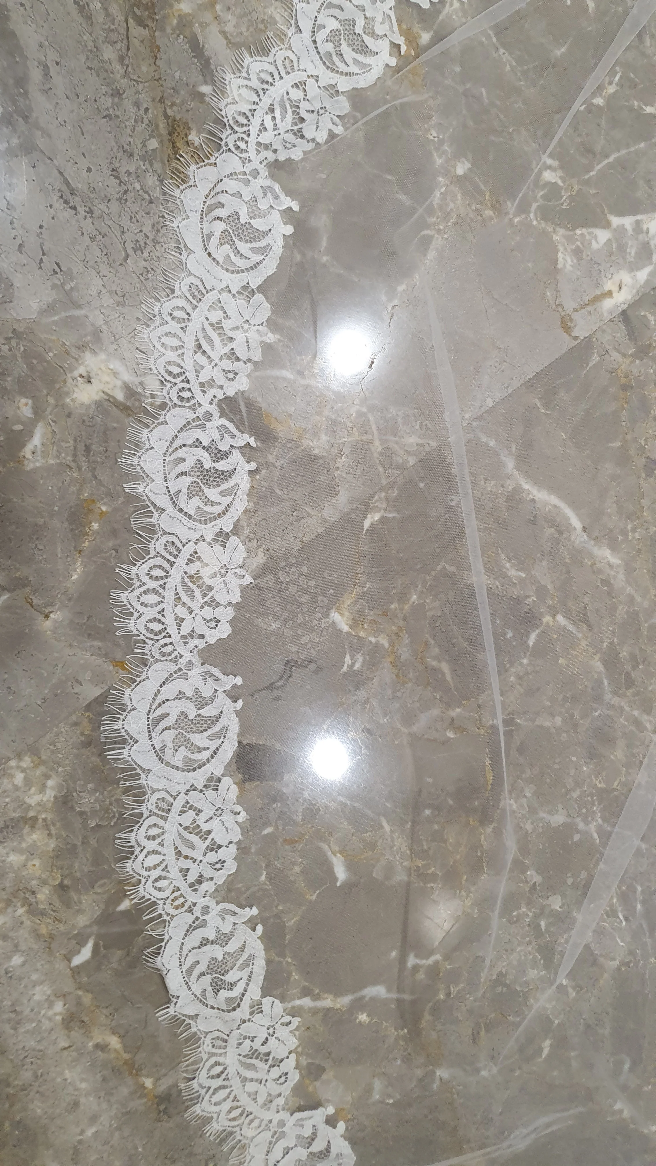 Chantily lace wedding veil 1 tier - Studio 3 Twenty One LLC