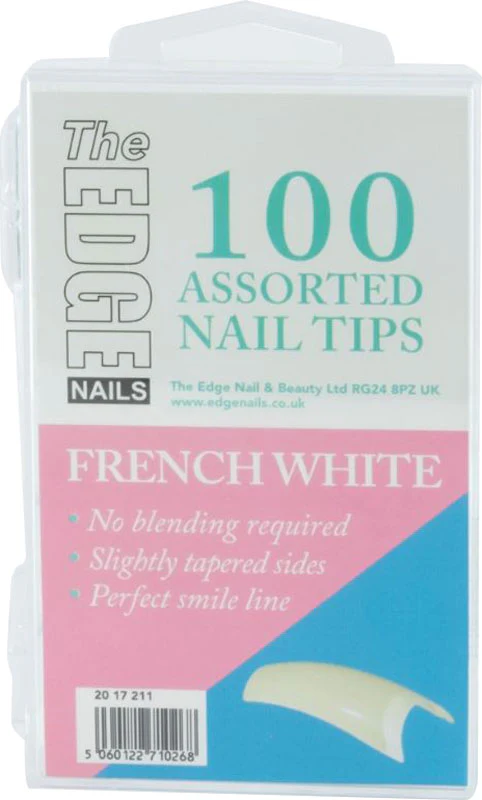 The Edge French White Nail Tips, Sizes 1-10 - Pack of 100 - Studio 3 Twenty One LLC