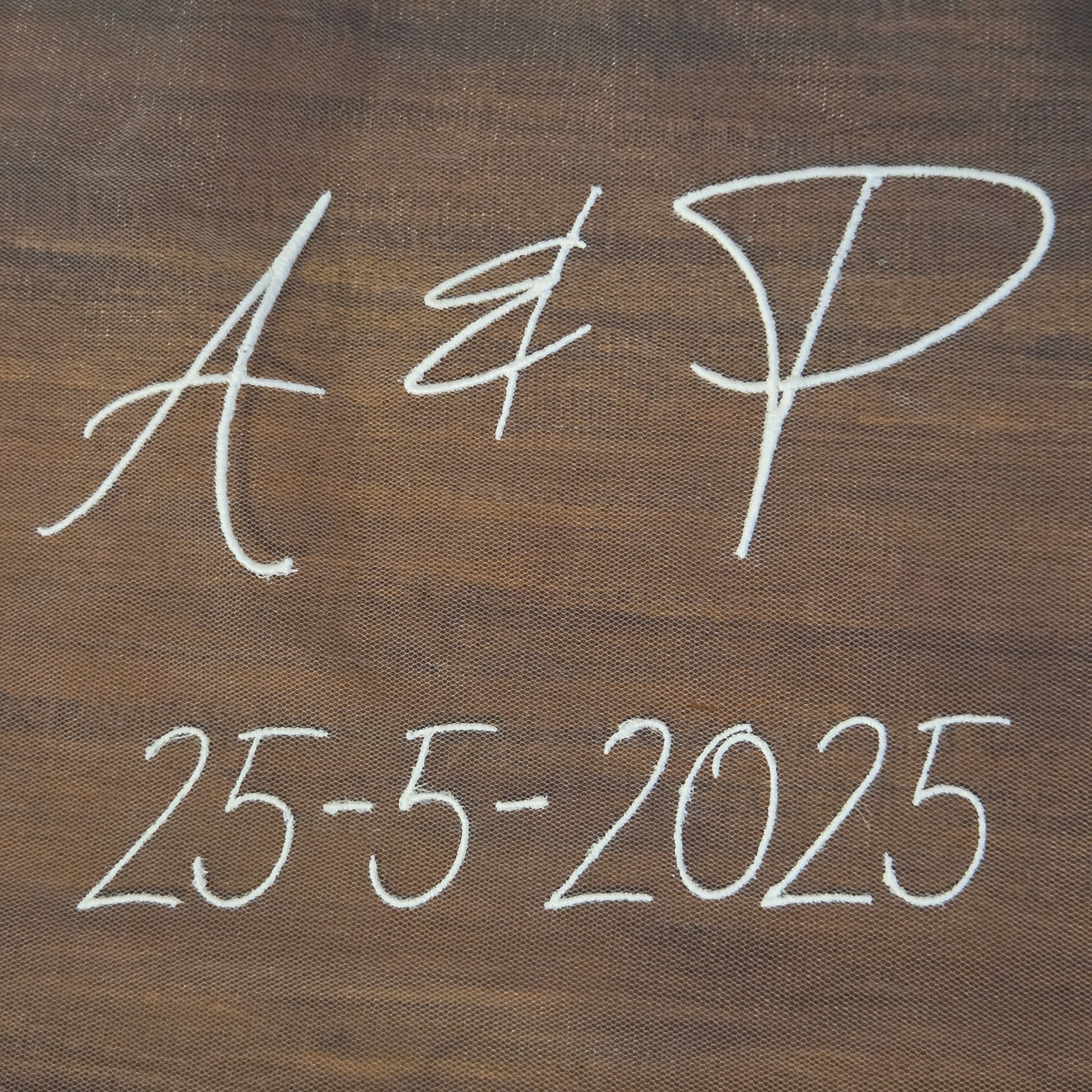 Personalised wedding veil, Custom Embroidery (initials, names, date, quotes) ADD ON - Studio 3 Twenty One LLC